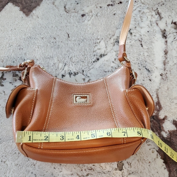Dooney & Bourke Cognac Brown Pebbled Leather Crossbody Satchel Bag - Picture 12 of 17